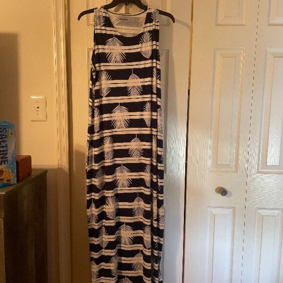 LANDS END SUMMER MAXI TANK DRESS 💎HOST PICK 💎 PALM PRINT EUC XL COTTON - Picture 1 of 14